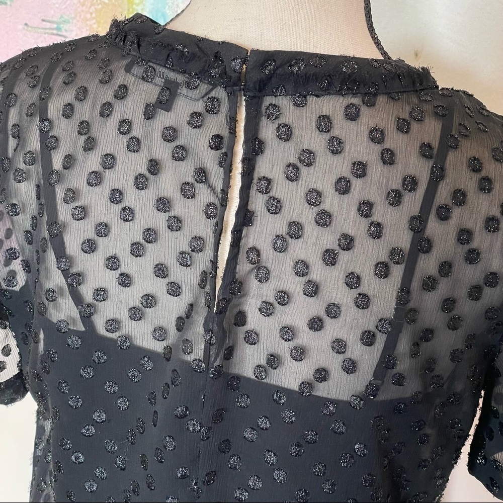 Madewell Women Top in Metallic Dot Size XS Black Short Sleeve - Picture 6 of 8